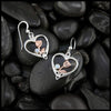 Heart Shaped Rose Earrings in Sterling Silver and 14K Rose Gold- Set with Opal