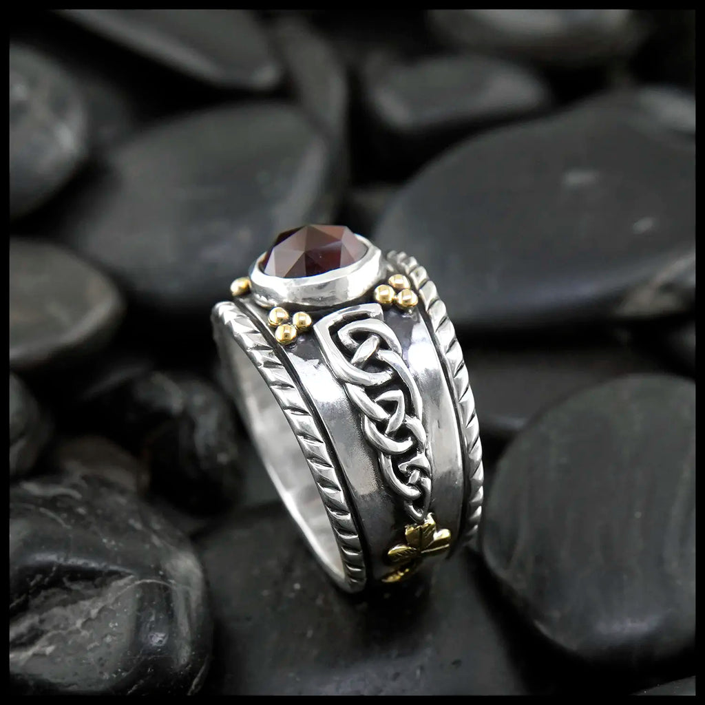 Custom Signet Cigar Band with Garnet