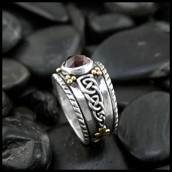 Custom Signet Cigar Band with Garnet