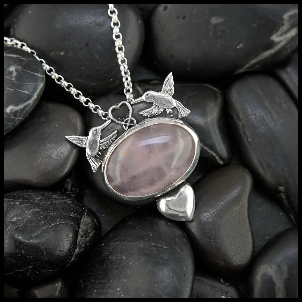 Rose quartz pendant in Sterling Silver