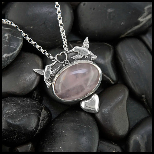 Rose quartz pendant in Sterling Silver