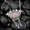 Custom Rose Quartz pendant in Sterling Silver and 14K Rose Gold