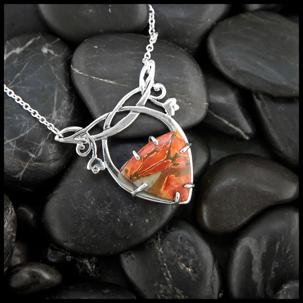 ヴィンテージ Jasperネックレスsv925 Red Creek Jasper Art Nouveau Pendant in Sterling Silver – Walker