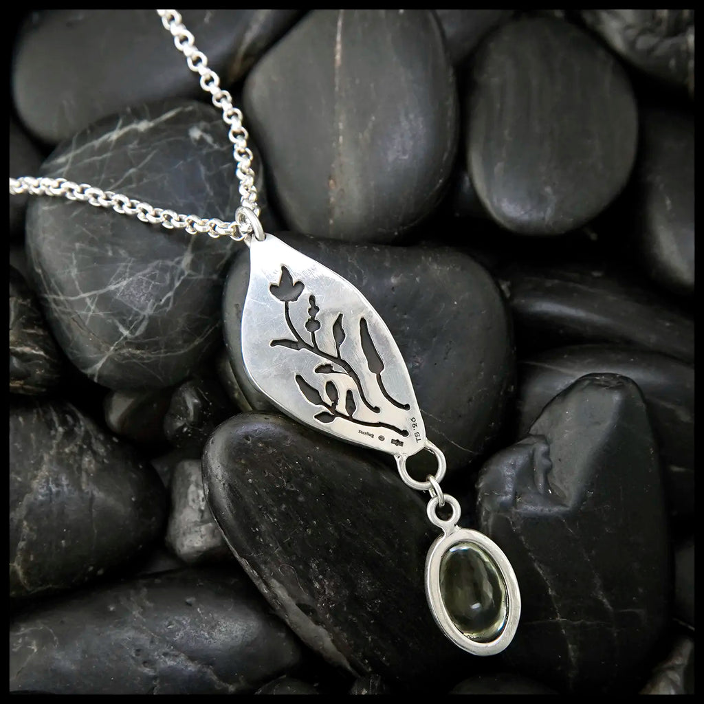 Red Creek Jasper and Green Garnet Pendant in Sterling silver