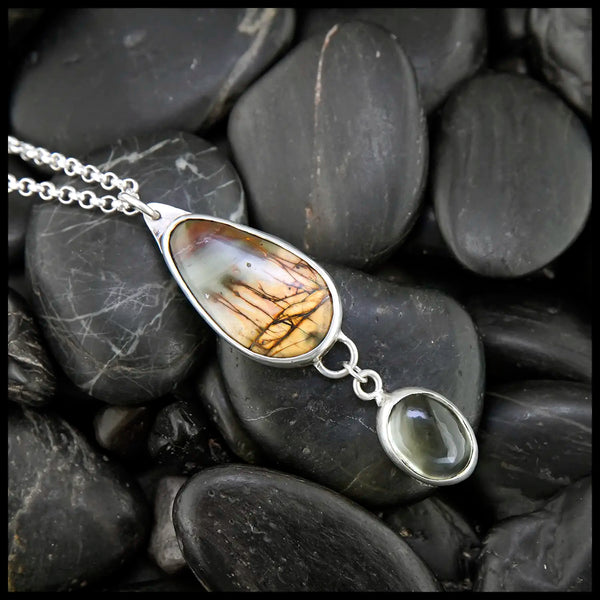 Jasper and Green Garnet Pendant in Sterling Silver
