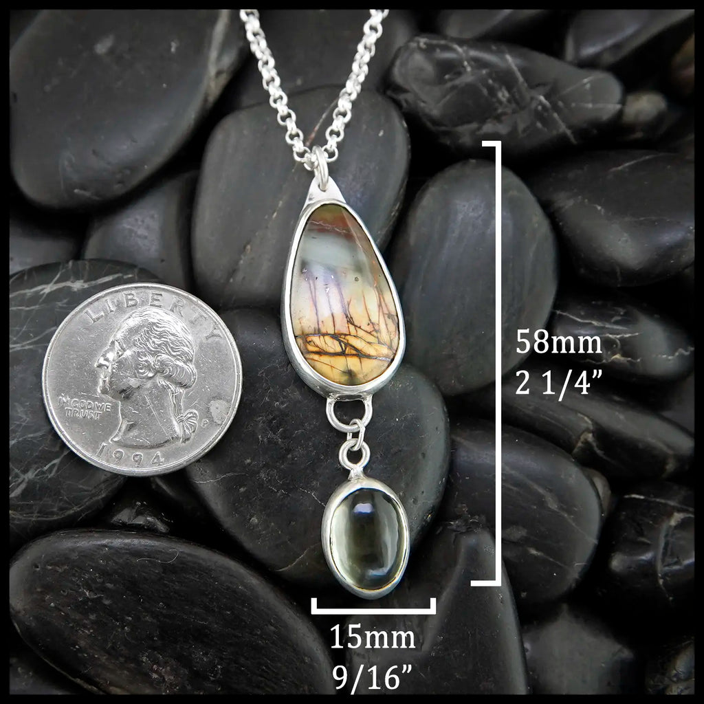Jasper and Green Garnet Pendant in Sterling Silver