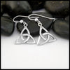 Large Open Triquetra Drop Earrings in Silver