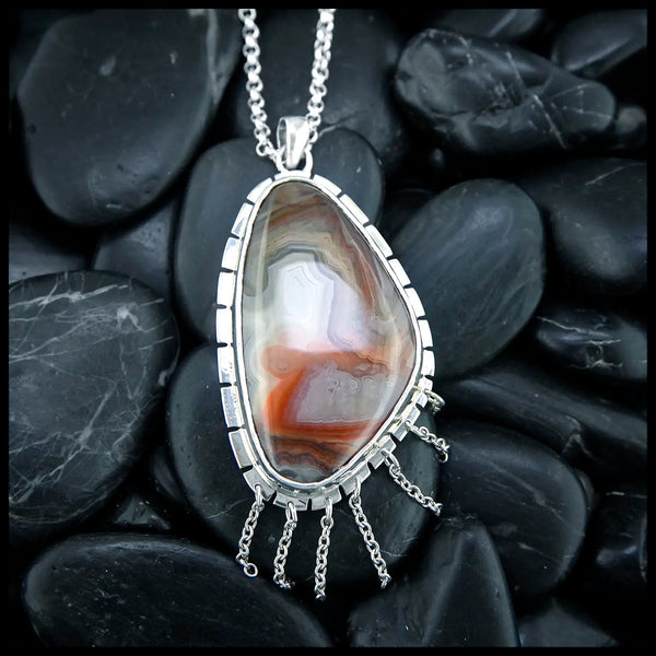 Crazy Lace Agate Pendant in Sterling Silver