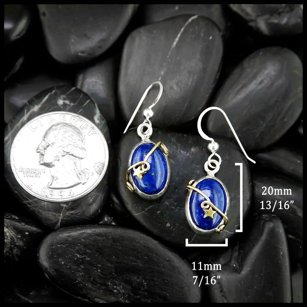 Sodalite Star Drop Earrings in Sterling Silver and 18K Yellow gold
20mm x 11mm