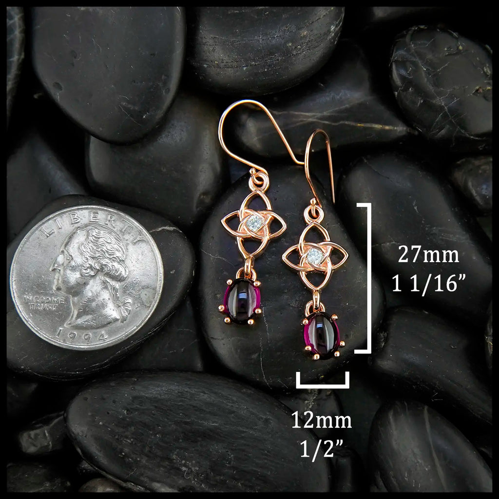 Purple garnet and Diamond Starlight Drop Earrings in 14K Rose Gold
27mm x 12mm