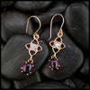 Purple garnet and Diamond Starlight Drop Earrings in 14K Rose Gold