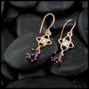 Purple garnet and Diamond Starlight Drop Earrings in 14K Rose Gold