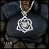 Trinity Knot Heart Birthstone Pendant - April