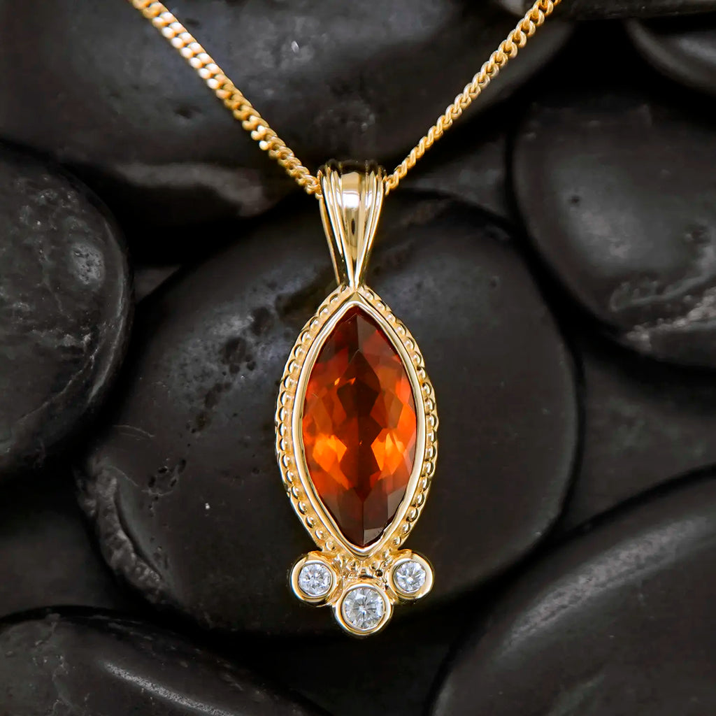 Custom Citrine and Diamond Pendant