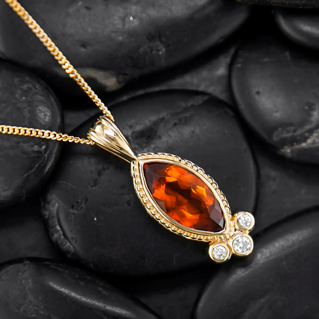 Custom Citrine and Diamond Pendant