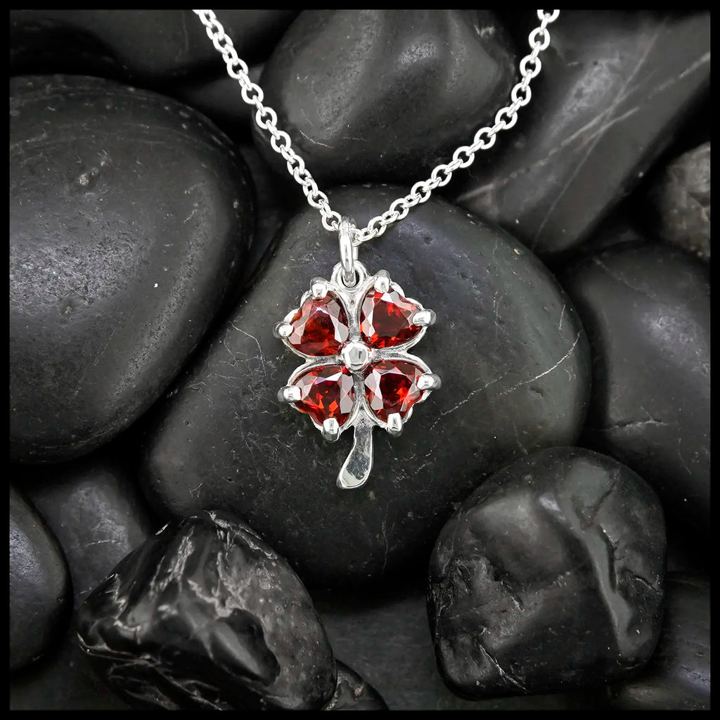 Cupid's Clover Pendants in Sterling Silver- Red