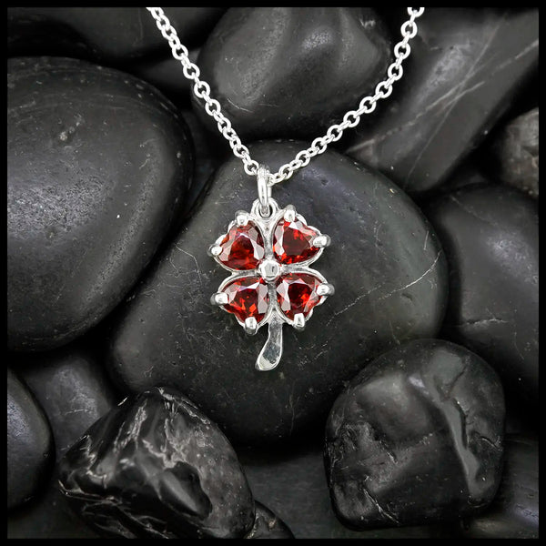 Cupid's Clover Pendants in Sterling Silver- Red