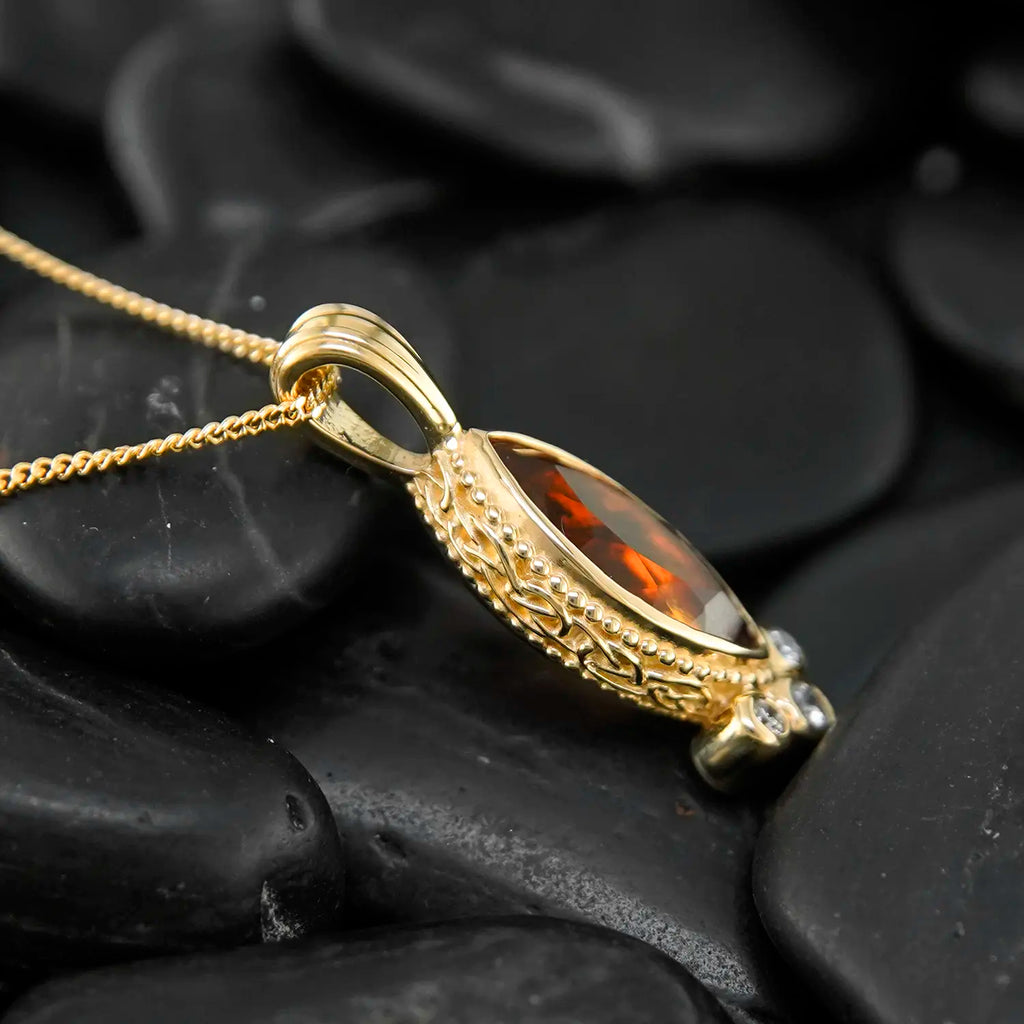 Custom Citrine and Diamond Pendant