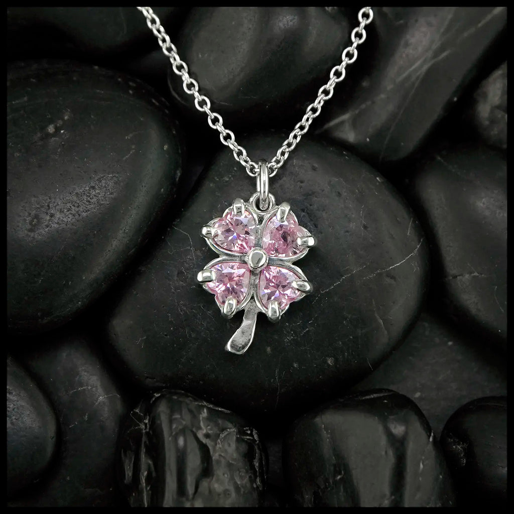 Cupid's Clover Pendants in Sterling Silver- Pink