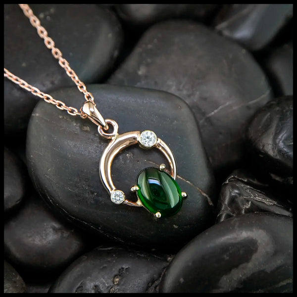 Tsavorite and Diamond Custom Pendant in 14K Rose and Yellow Gold