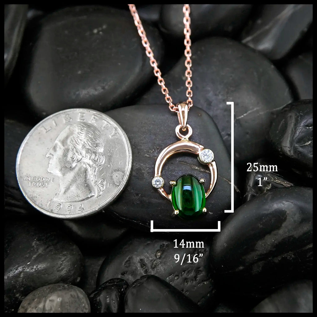 Tsavorite and Diamond Custom Pendant in 14K Rose and Yellow Gold
25mm x 14mm