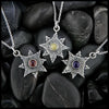 Celtic Waypoint Compass Pendants in Sterling Silver: Garnet, Connemara Marble, and Amethyst