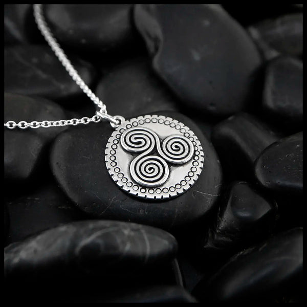 Newgrange Triskele Pendant in Sterling Silver