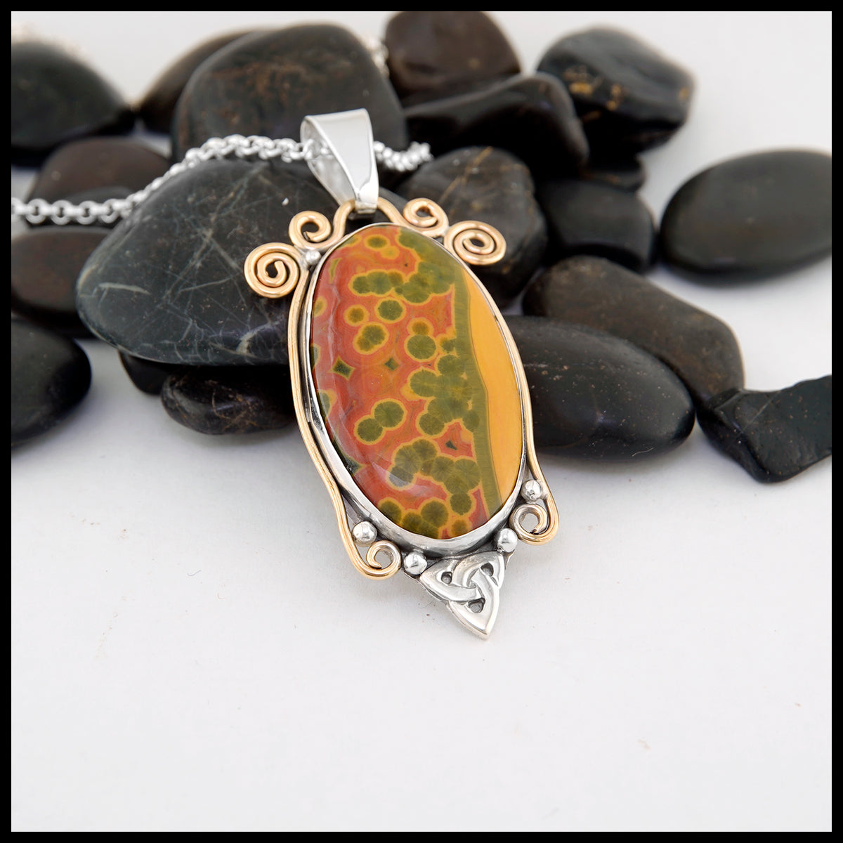 Ocean Jasper Pendant in Sterling Silver and Gold – Walker Metalsmiths