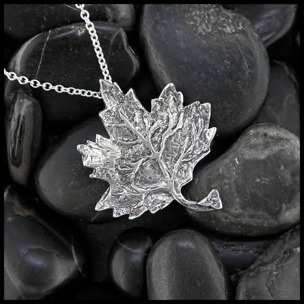 Trinity Knot Maple Leaf Pendant in Sterling Silver