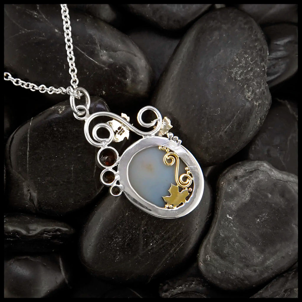 Shazar Agate Maple Syrup Pendant in Sterling Silver, 22K gold, and 18K Gold with citrines