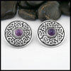 Celtic Wheel of Life Post Earrings with Amethyst in Silver