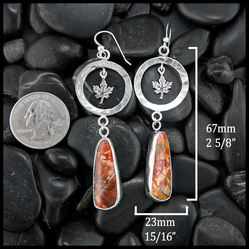 red creek jasper Maple drop earrings in Sterling Silver
67mm x 23mm