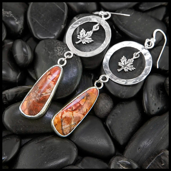 red creek jasper Maple drop earrings in Sterling Silver