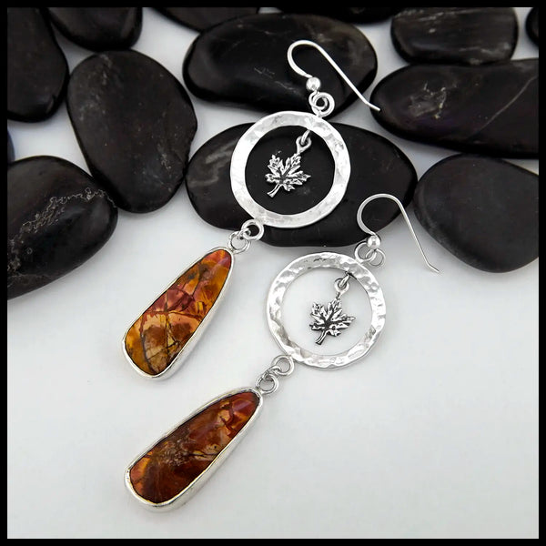 red creek jasper Maple drop earrings in Sterling Silver