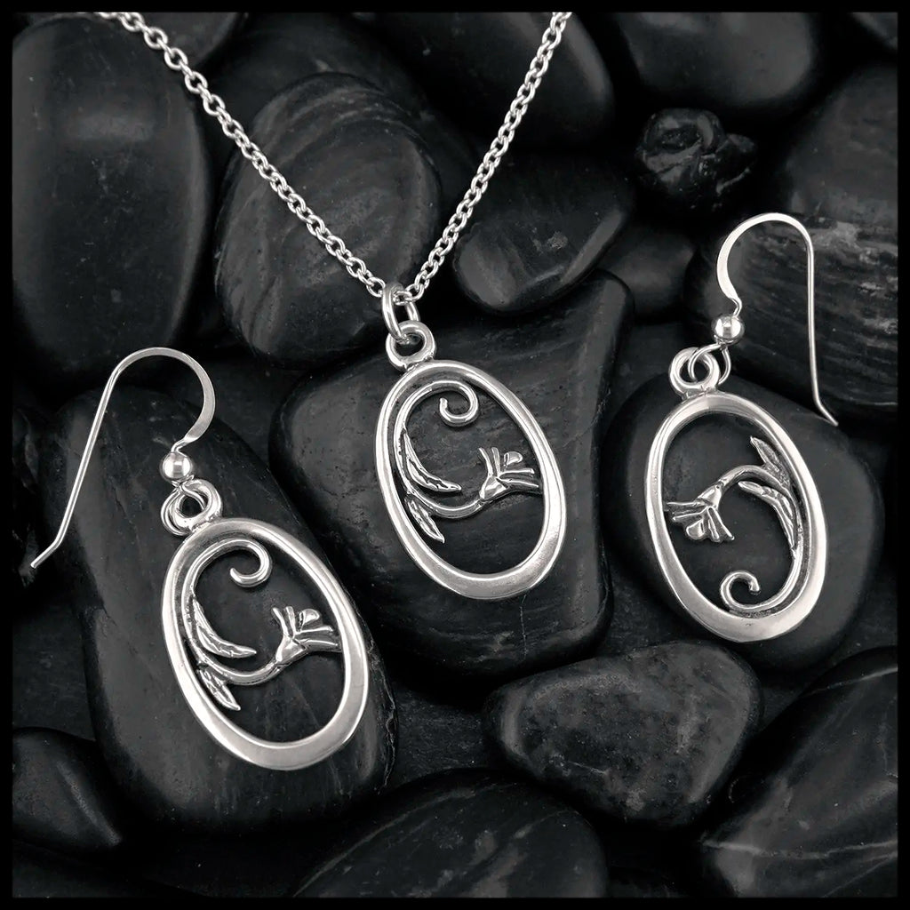 Spring Flower Pendant and Earring Set in Sterling Silver