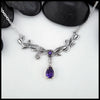 Tulip Bar Necklace in Sterling Silver with Amethyst and Lab Alexandrite