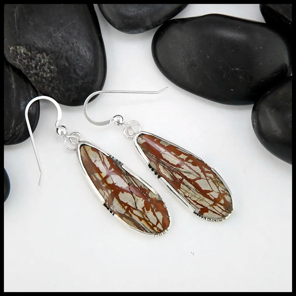 Sonoran Dendritic Jasper Drop Earrings in Sterling Silver