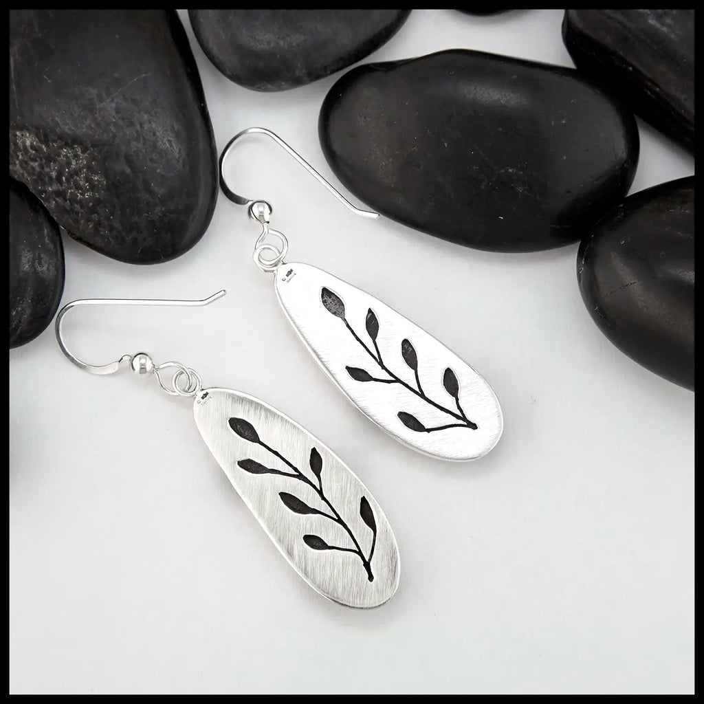 Sonoran Dendritic Jasper Drop Earrings in Sterling Silver