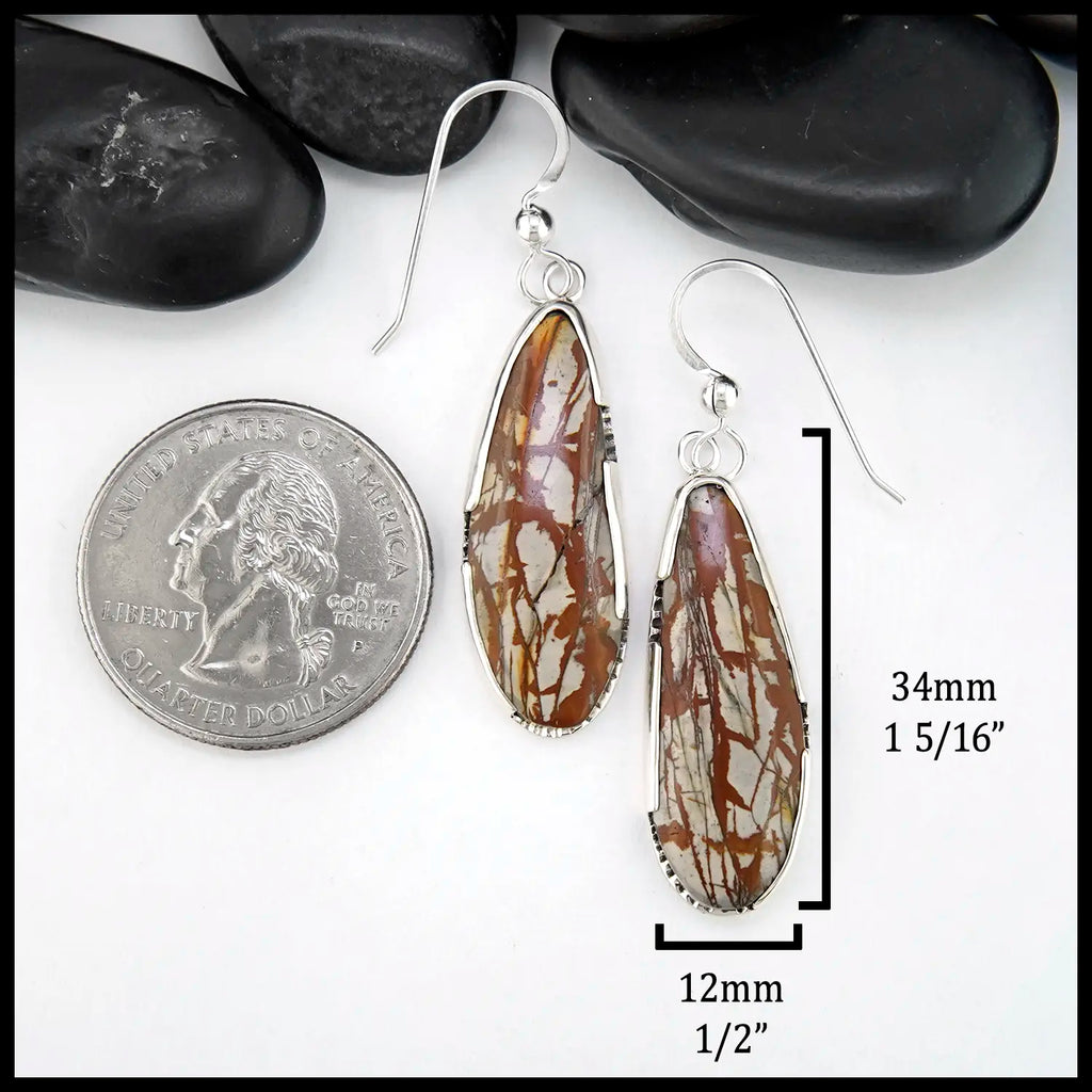 Sonoran Dendritic Jasper Drop Earrings in Sterling Silver
34mm x 12mm
