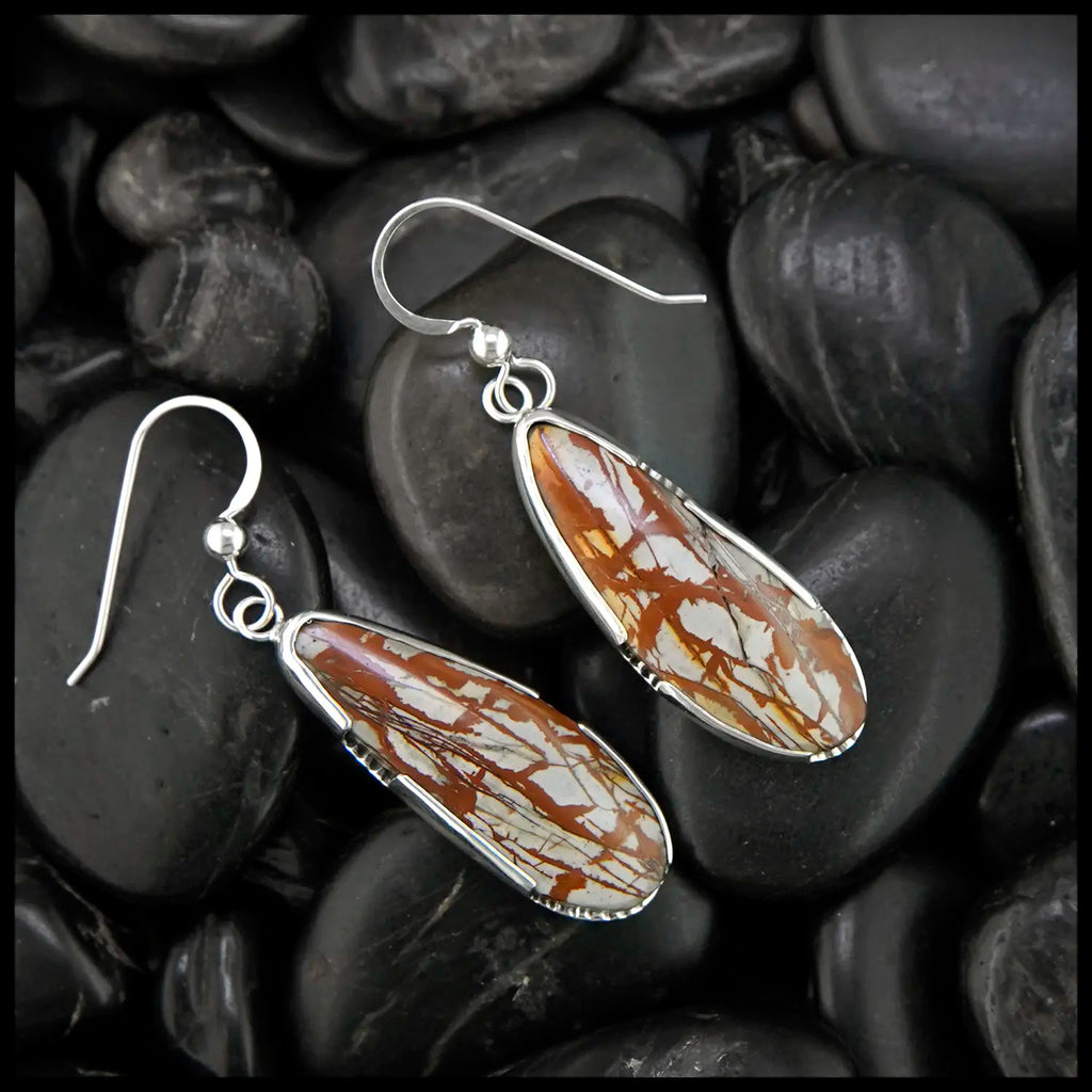 Sonoran Dendritic Jasper Drop Earrings in Sterling Silver
