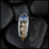 Montana Sapphire and Diamond Frame ring in 14K White and 18K Yellow Gold