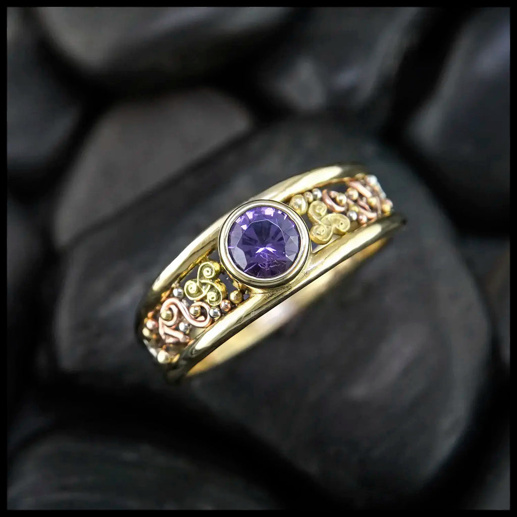 Purple Spinel Frame ring in 14K Yellow, White, and Rose Gold