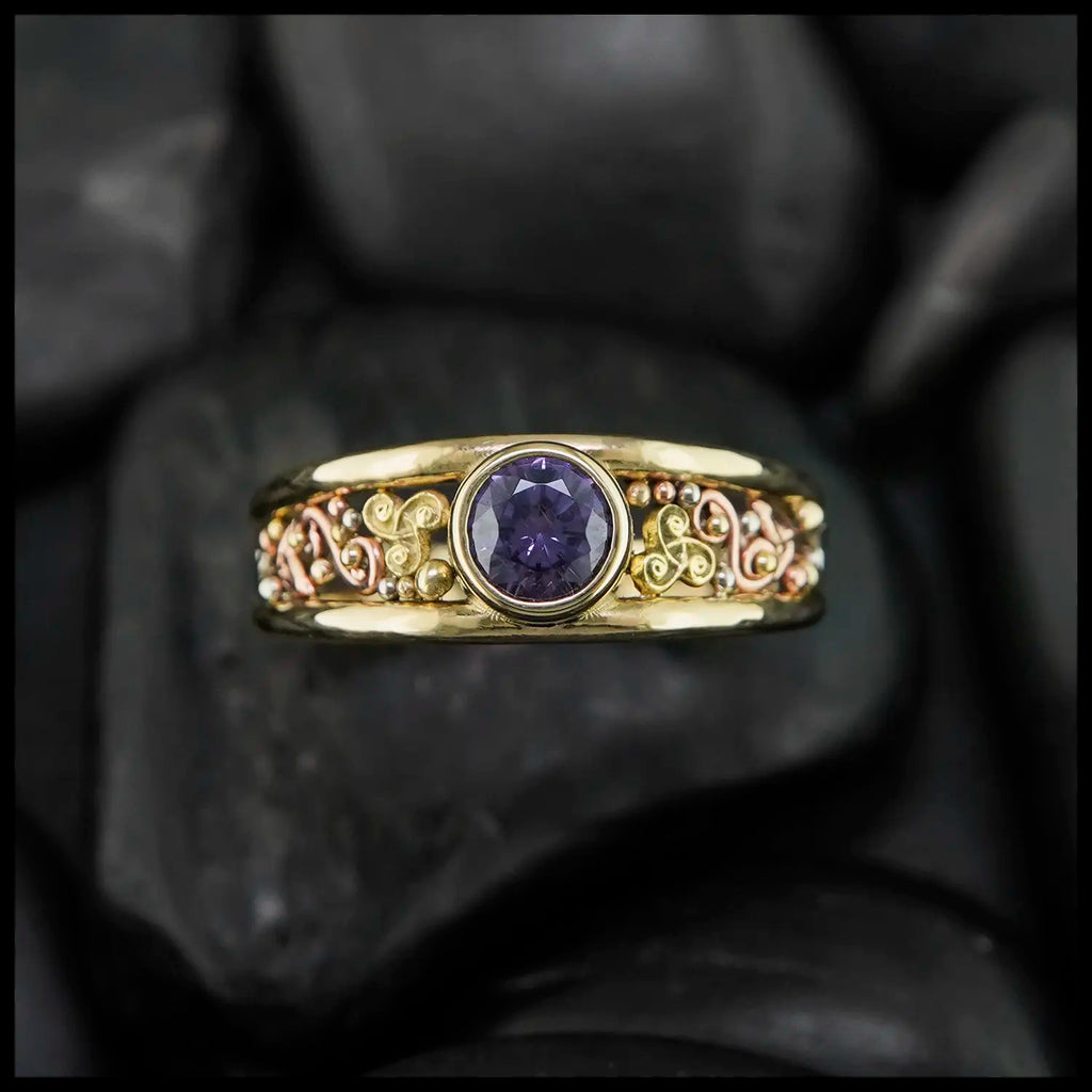 Purple Spinel Frame ring in 14K Yellow, White, and Rose Gold