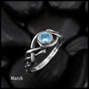 Open Knot Birthstone Ring in Sterling Silver: March