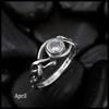Open Knot Birthstone Ring in Sterling Silver: April