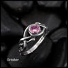 Open Knot Birthstone Ring in Sterling Silver: October