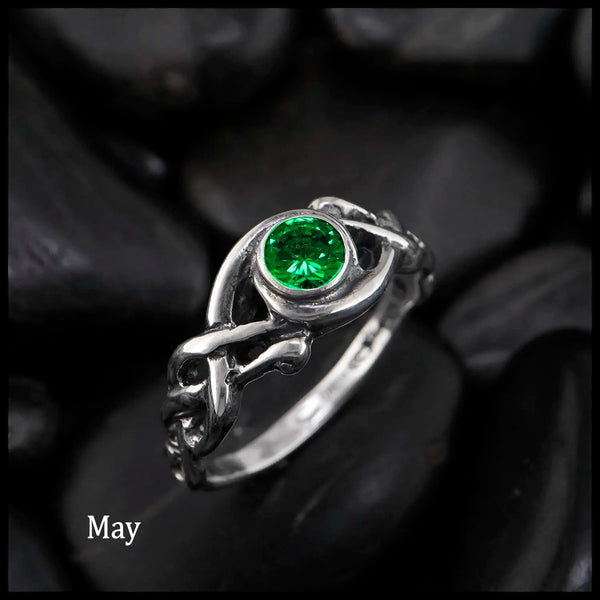 Open Knot Birthstone Ring in Sterling Silver: May
