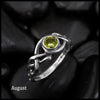 Open Knot Birthstone Ring in Sterling Silver: August