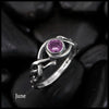 Open Knot Birthstone Ring in Sterling Silver: June