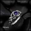 Open Knot Birthstone Ring in Sterling Silver: February